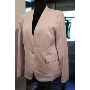 DKNY Striped Collarless One-Button Blazer Lavender 10